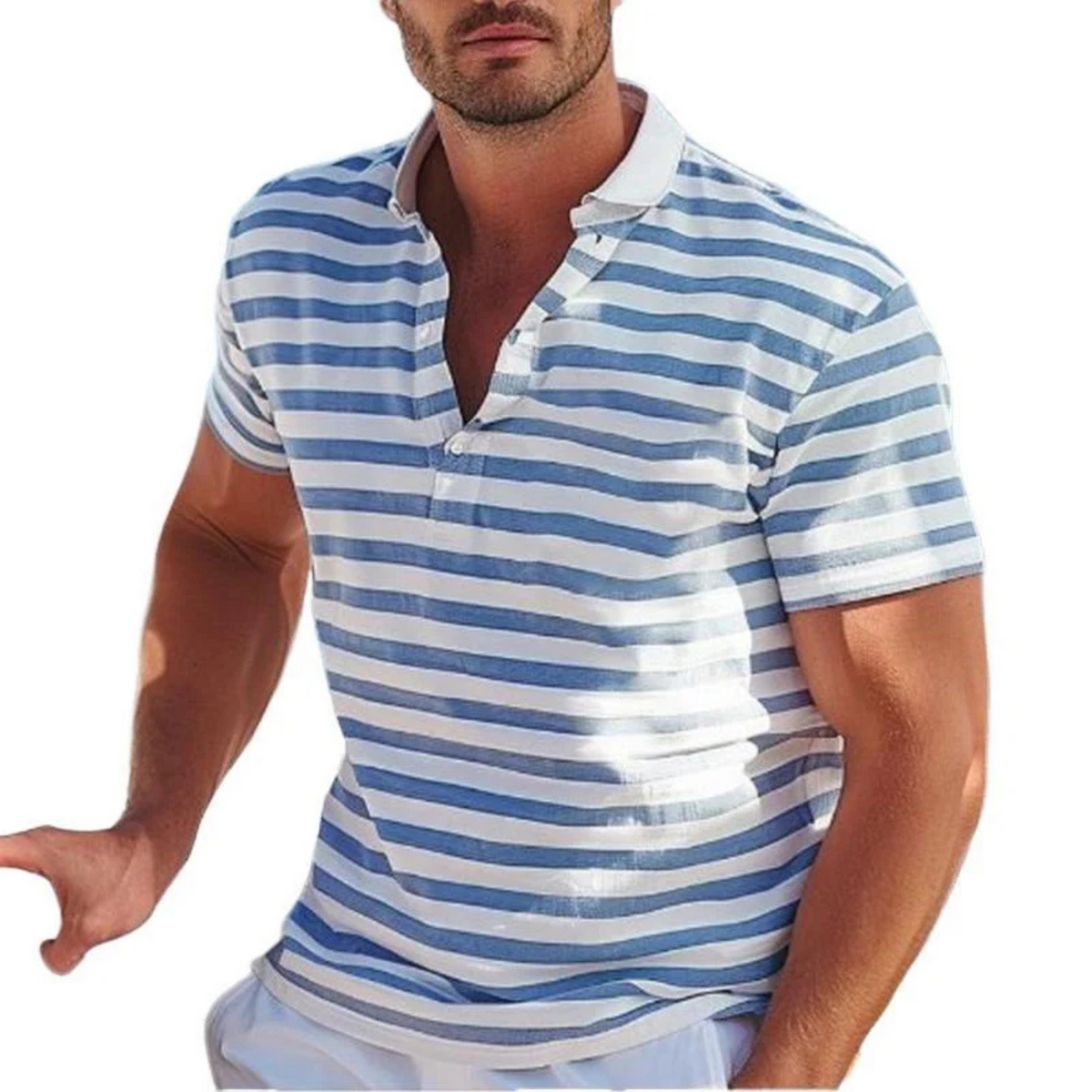 Camisa polo casual às riscas