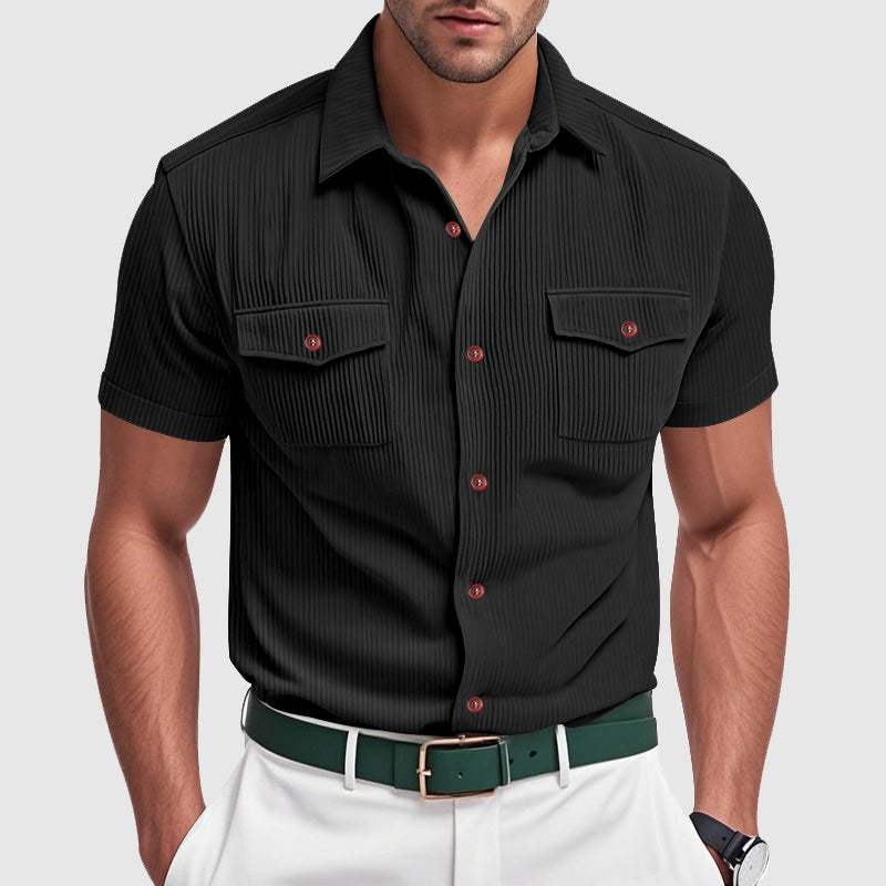 Camisa elegante de veludo cotelê para homem