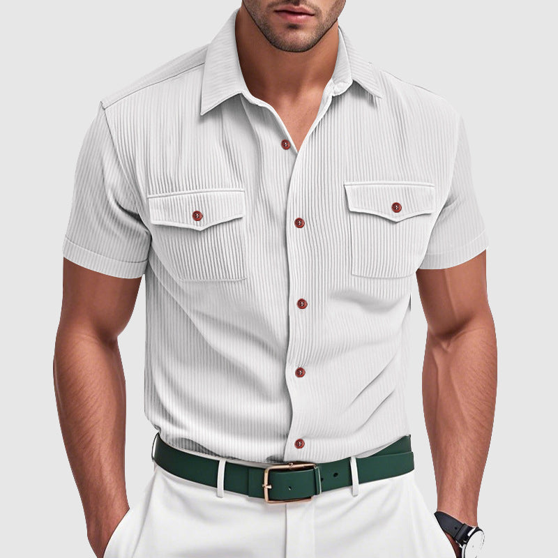 Camisa elegante de veludo cotelê para homem