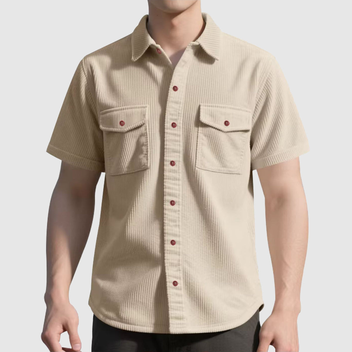 Camisa elegante de veludo cotelê para homem