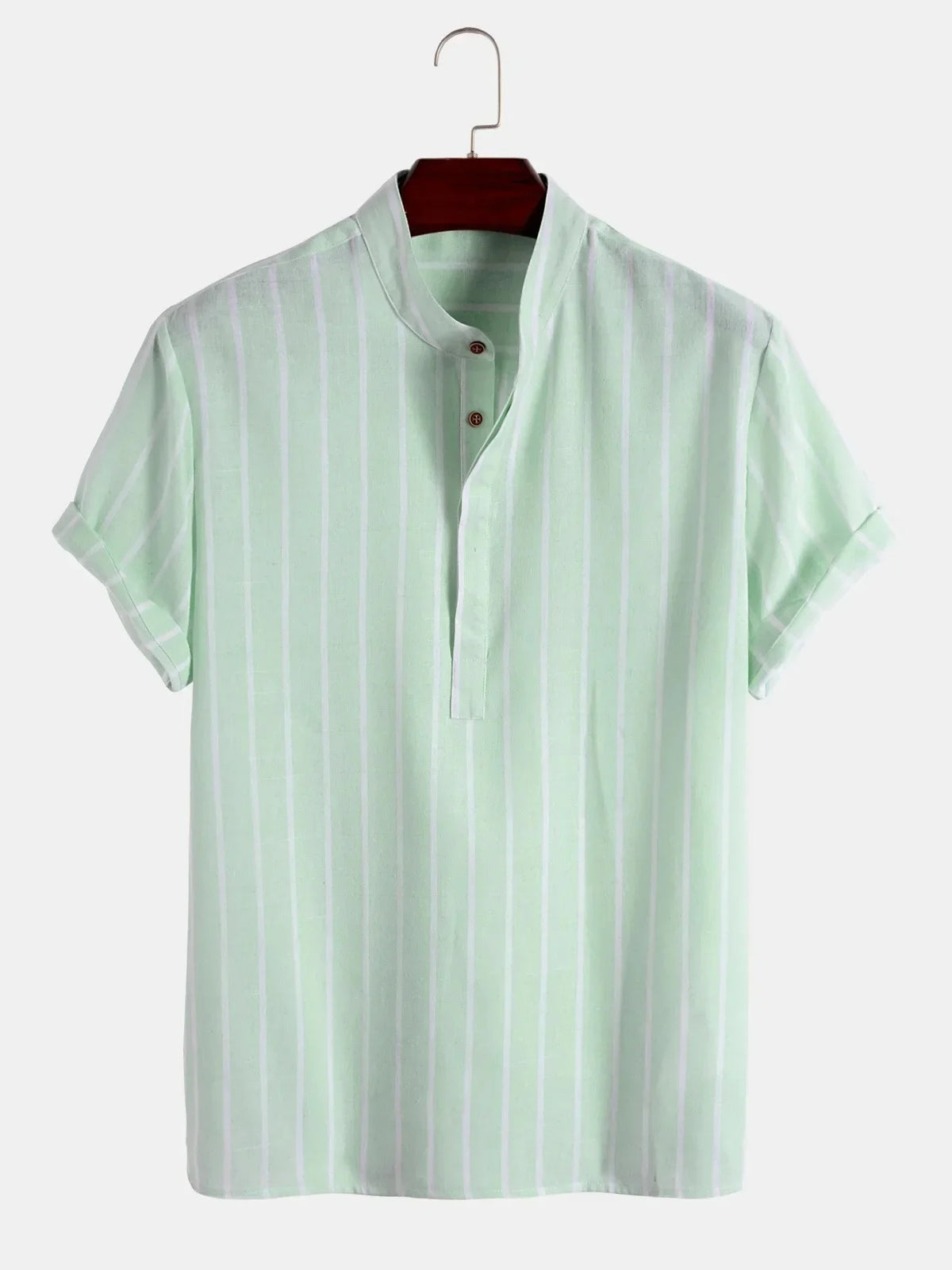 Camisa elegante de manga curta às riscas
