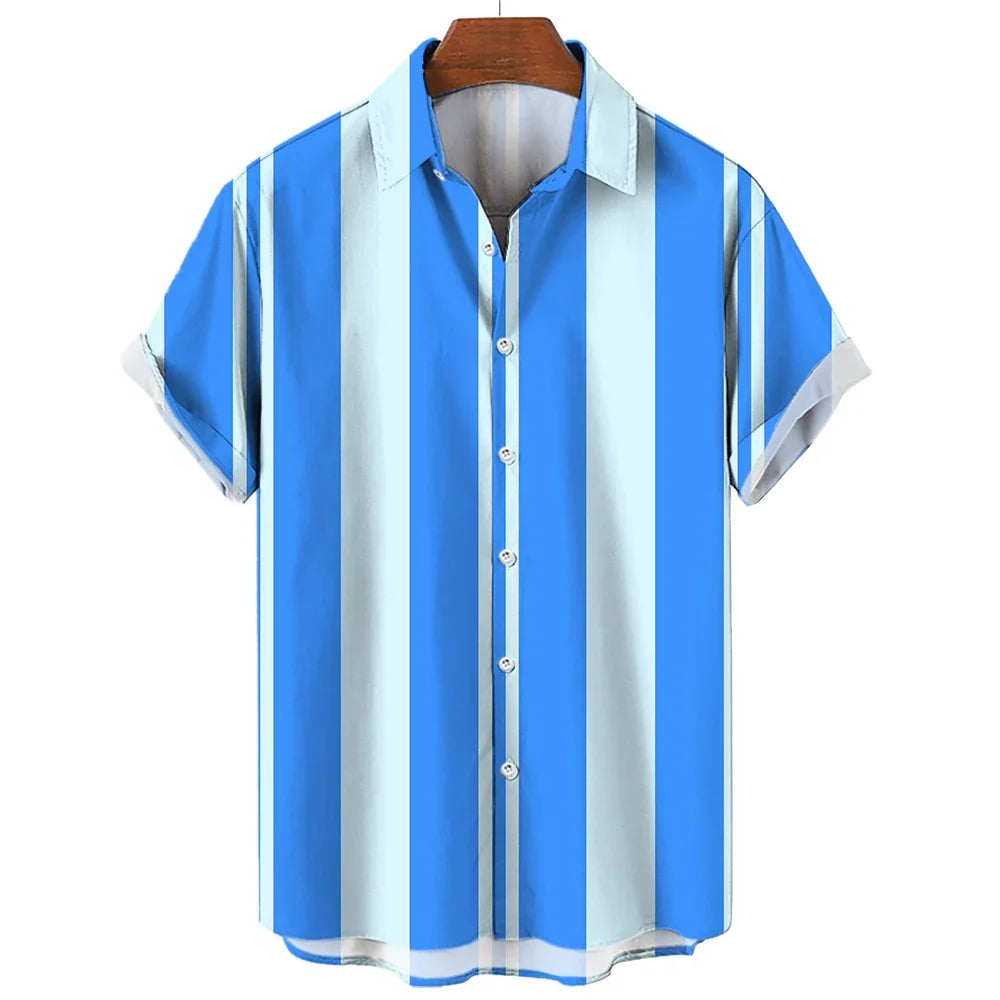 Camisa de verão às riscas de manga curta