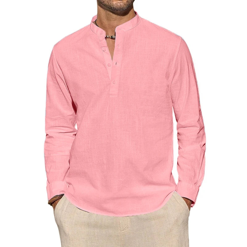 Camisa Henley elegante de algodão