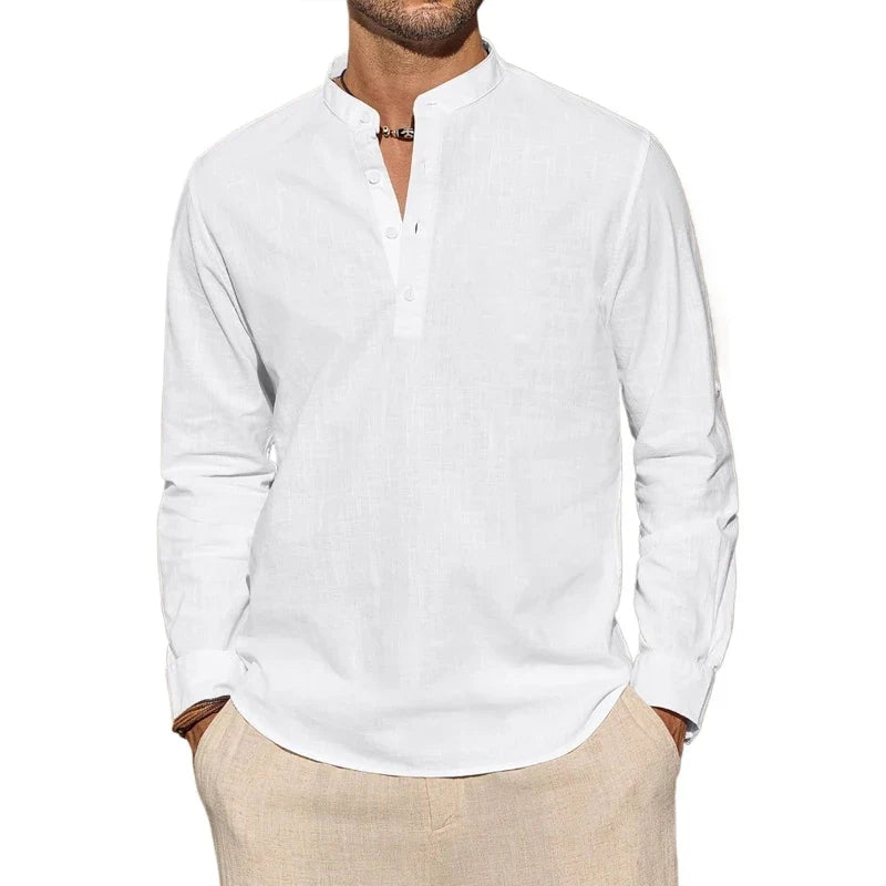 Camisa Henley elegante de algodão