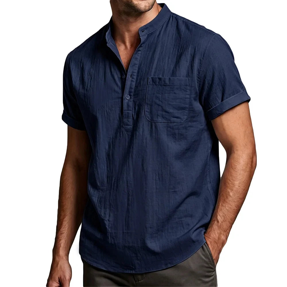 Camisa de algodão e linho