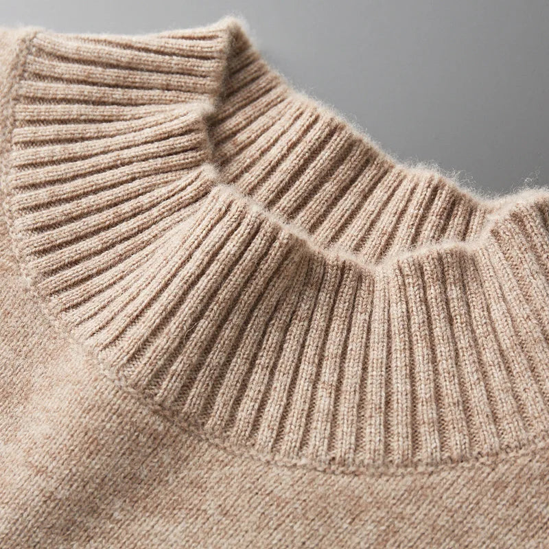 Elegant High Collar Merino Wool Turtleneck