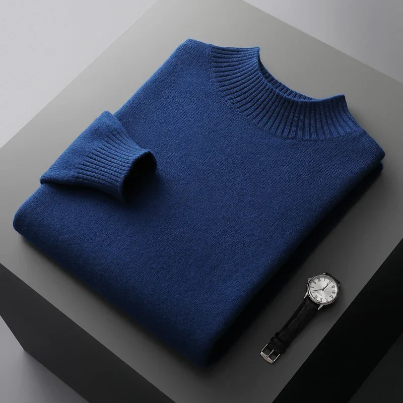 Elegant High Collar Merino Wool Turtleneck