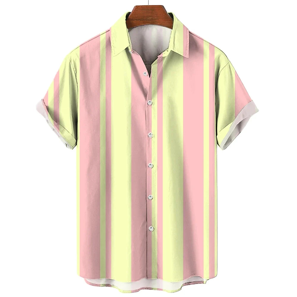 Camisa de verão às riscas de manga curta