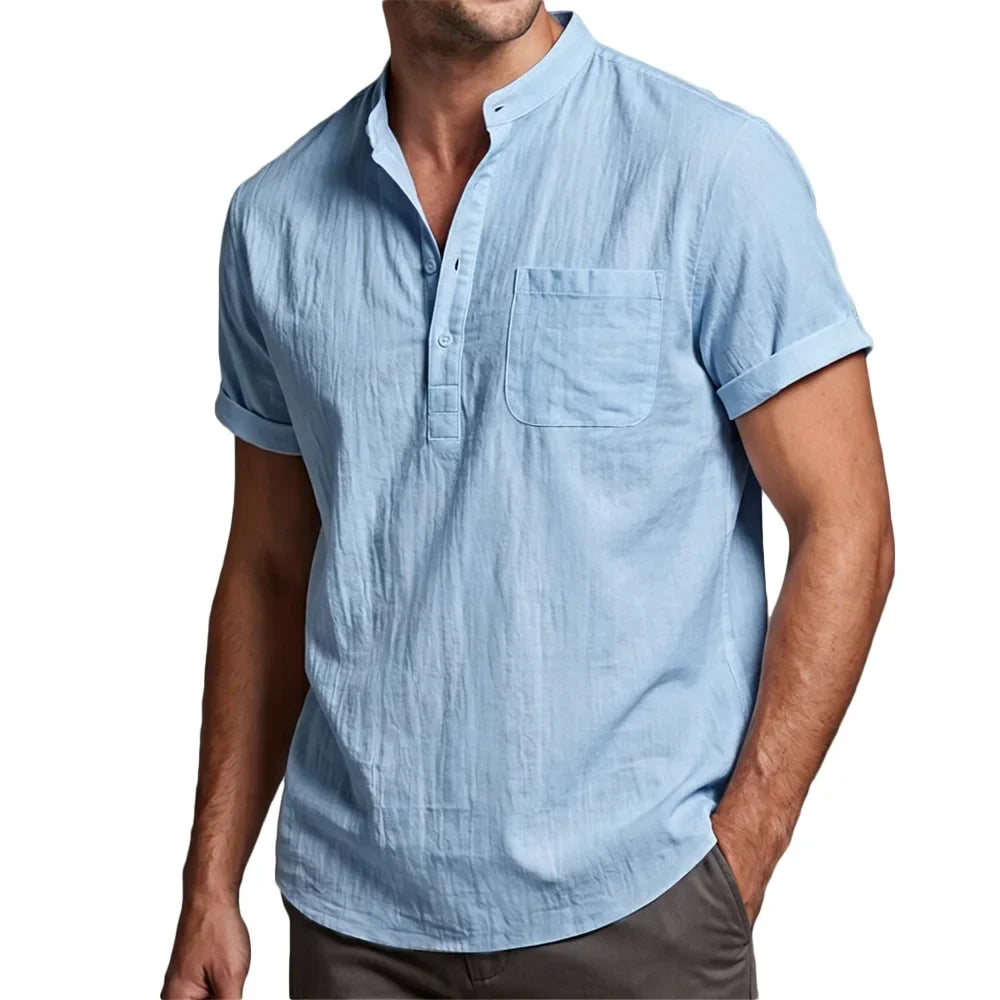 Camisa de algodão e linho