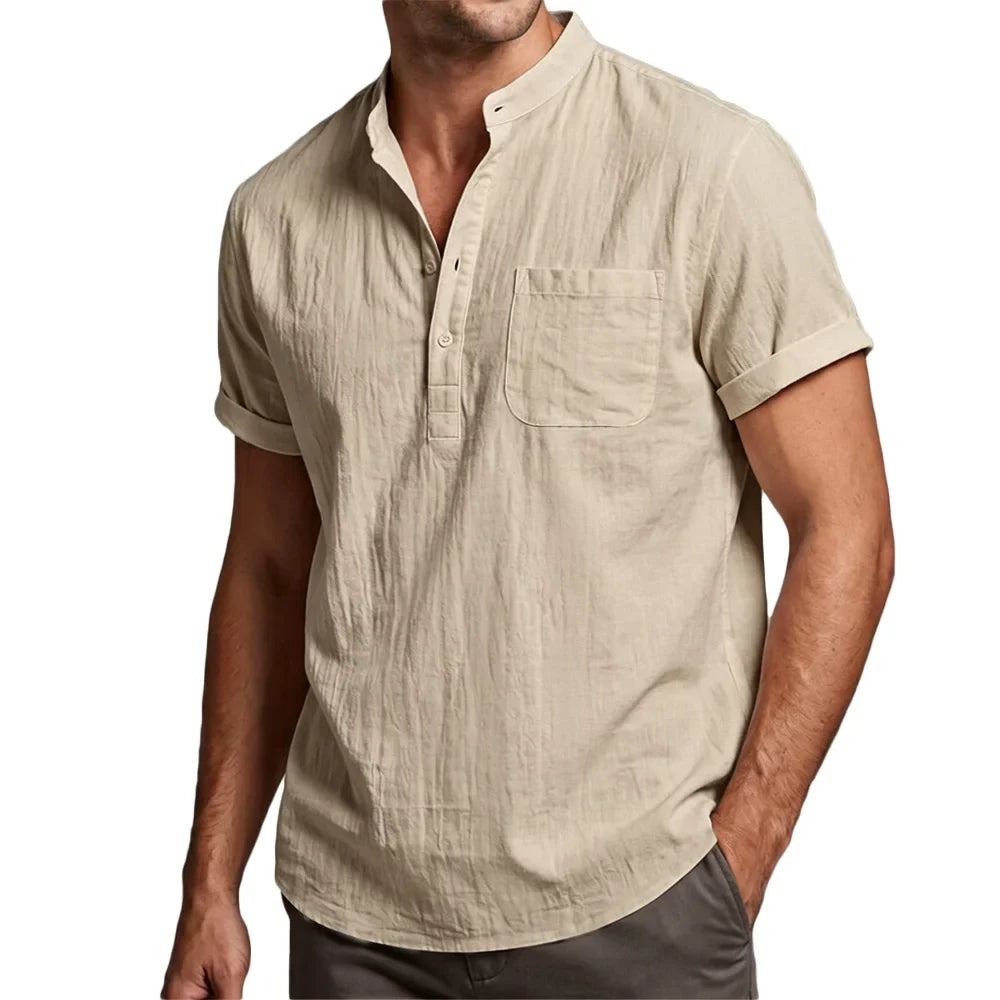 Camisa de algodão e linho