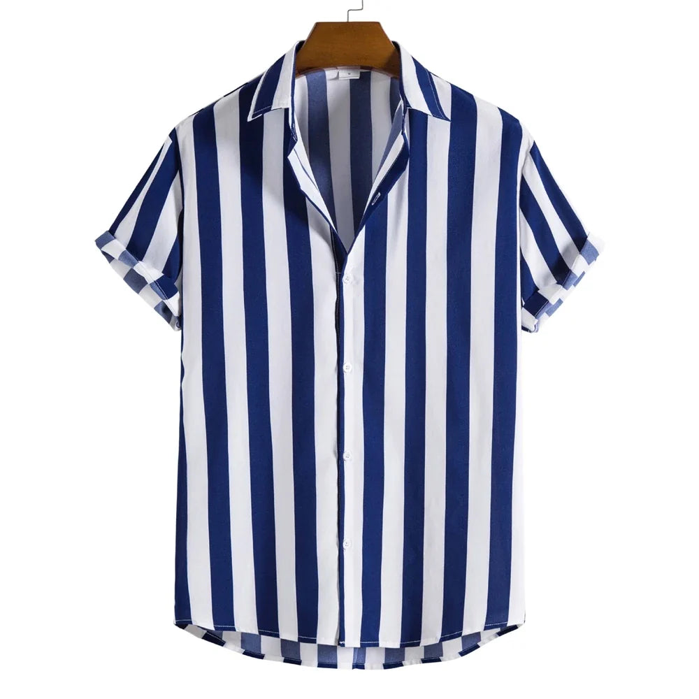 Camisa de verão às riscas de manga curta