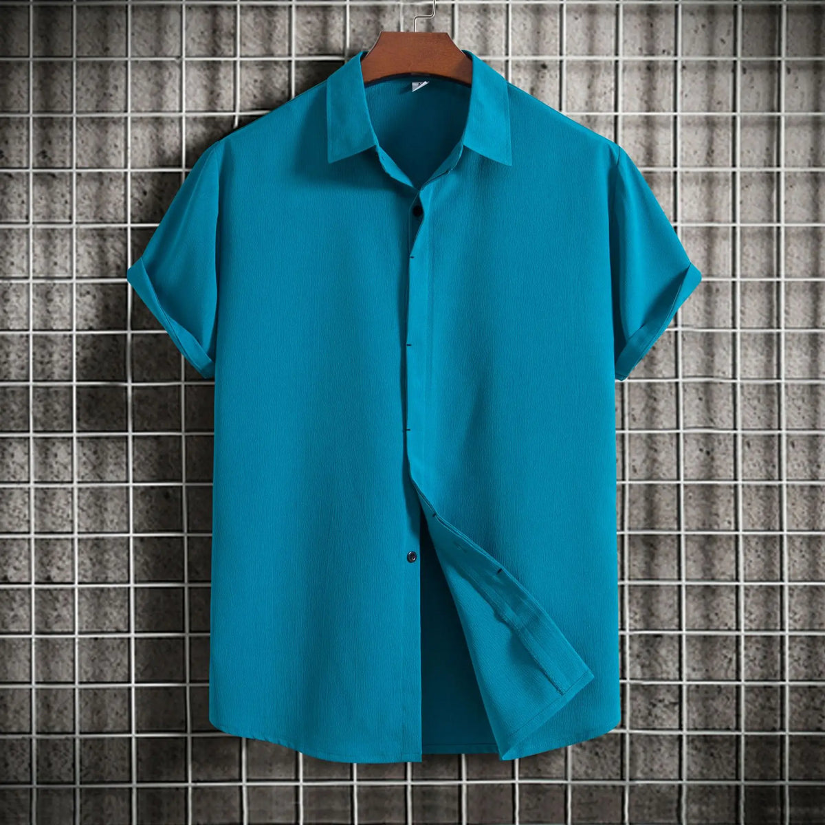Camisa de manga curta em algodão e linho