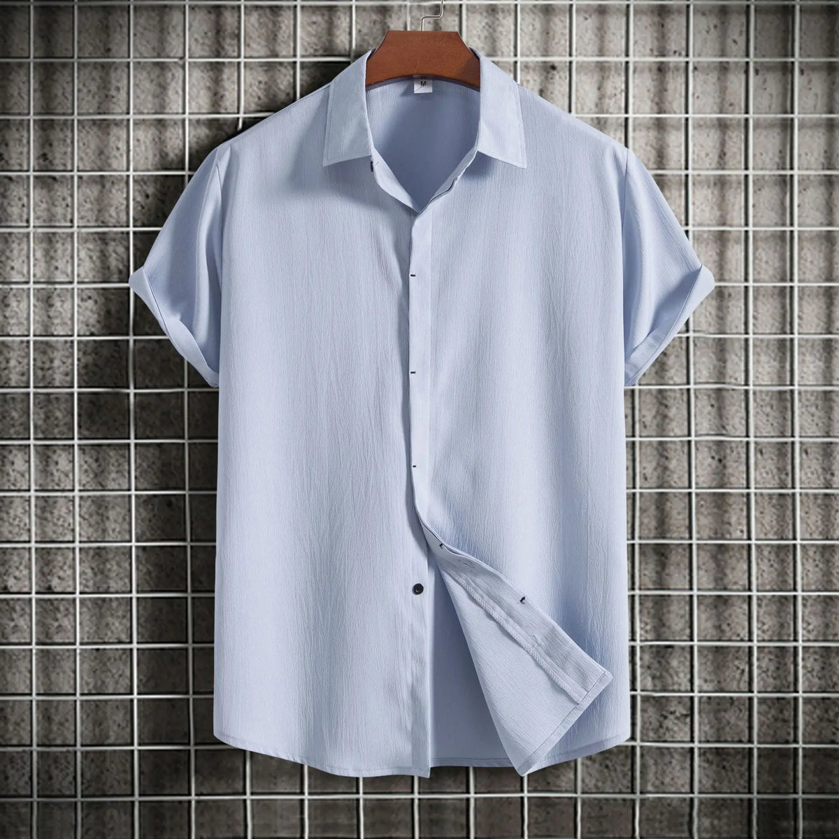 Camisa de manga curta em algodão e linho