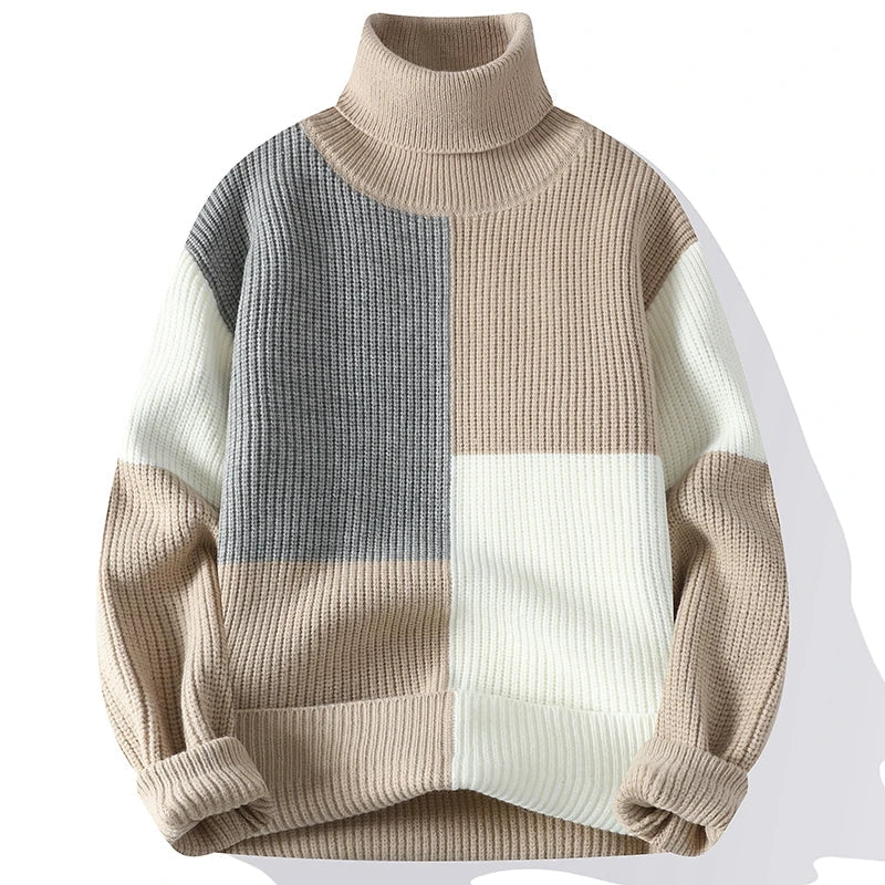 Elegant Patchwork Turtleneck