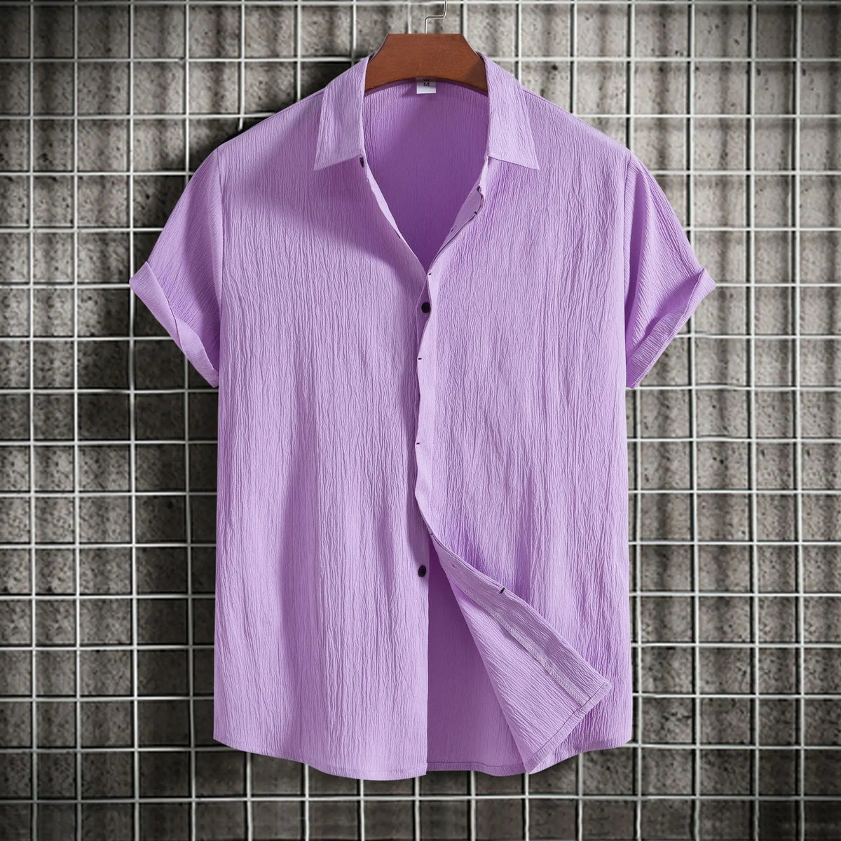 Camisa de manga curta em algodão e linho
