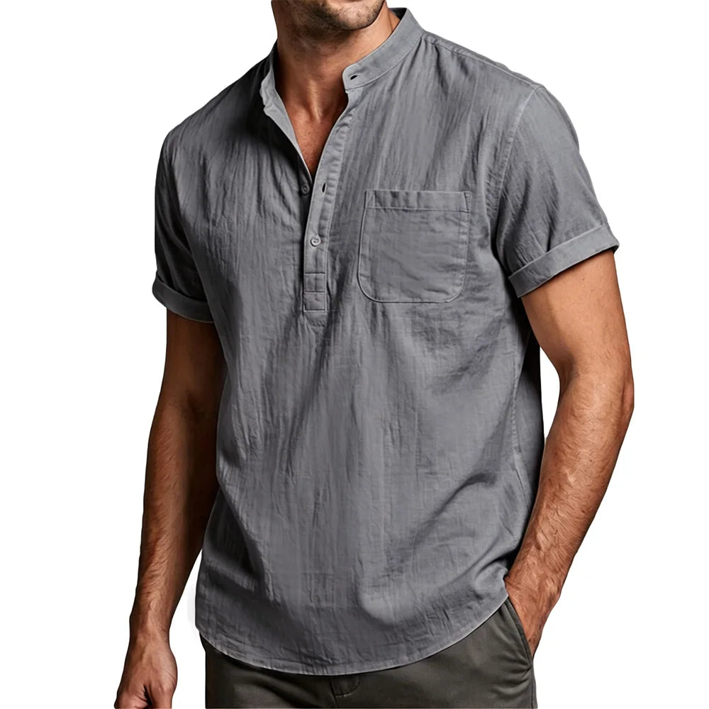 Camisa de algodão e linho