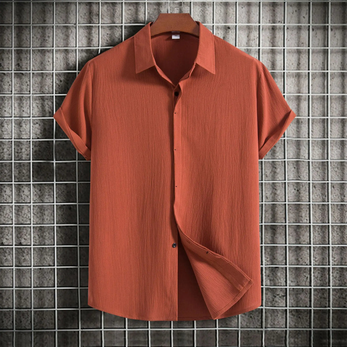 Camisa de manga curta em algodão e linho