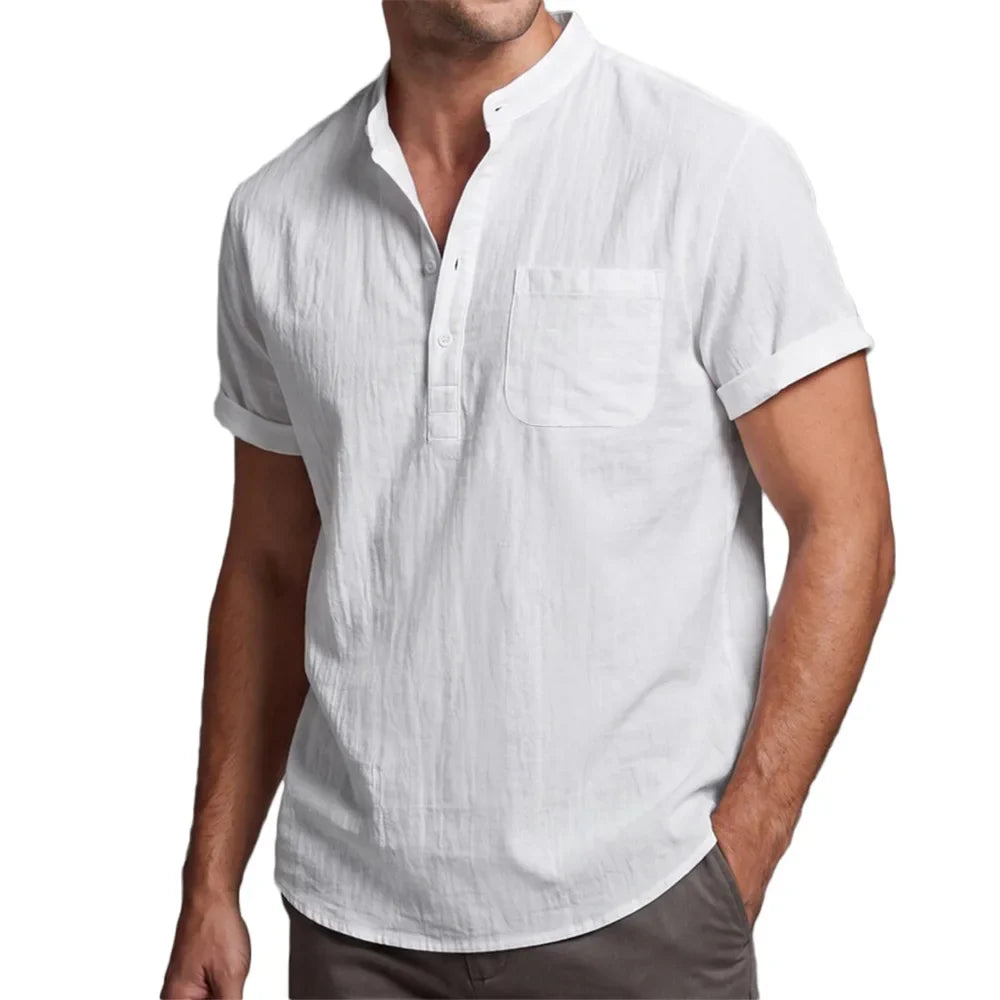 Camisa de algodão e linho