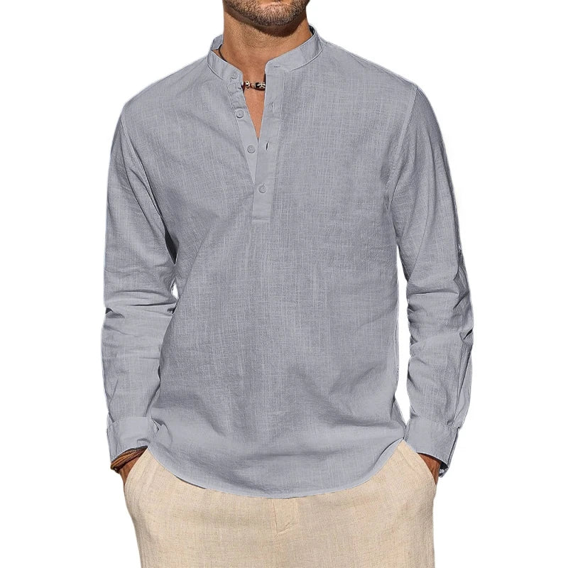 Camisa Henley elegante de algodão