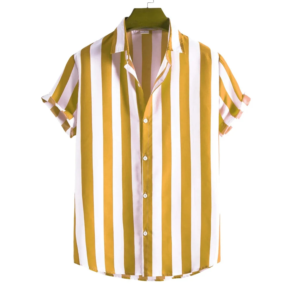 Camisa de verão às riscas de manga curta