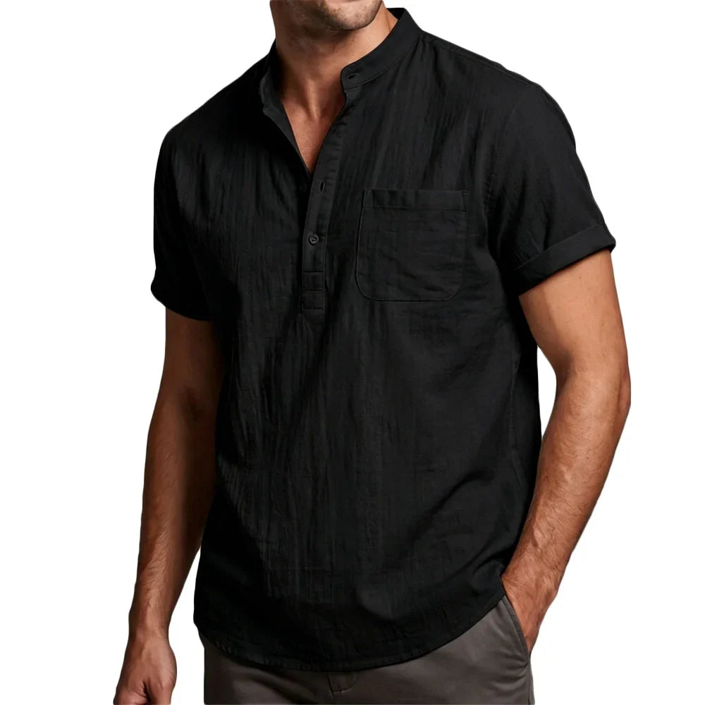 Camisa de algodão e linho