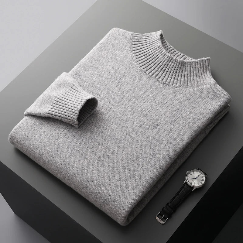 Elegant High Collar Merino Wool Turtleneck