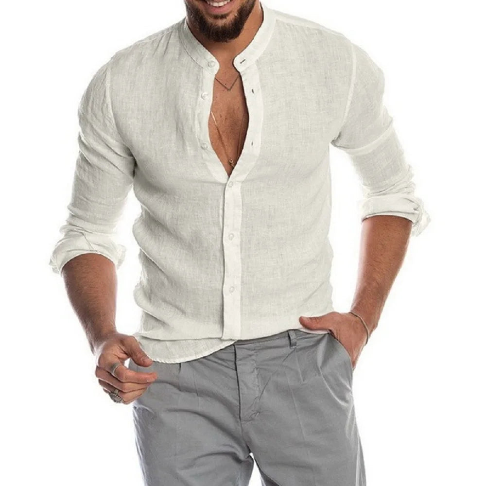 Camisa de algodão e linho