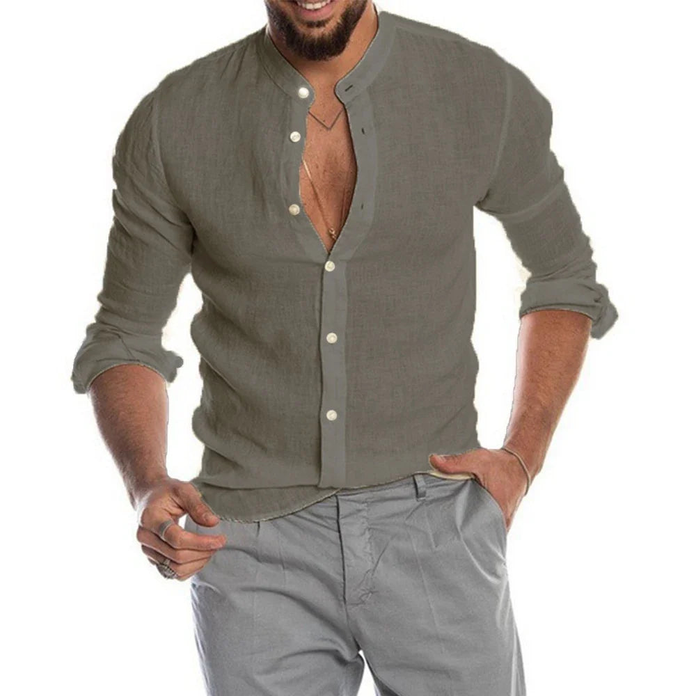 Camisa de algodão e linho