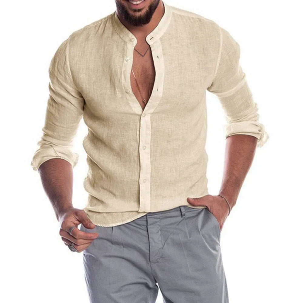 Camisa de algodão e linho