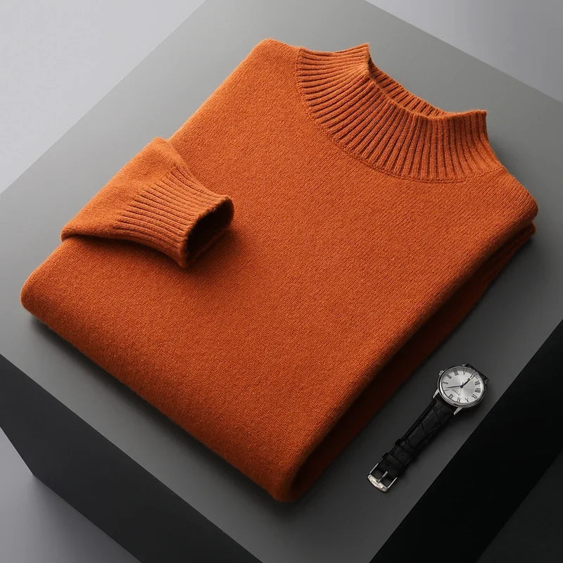 Elegant High Collar Merino Wool Turtleneck
