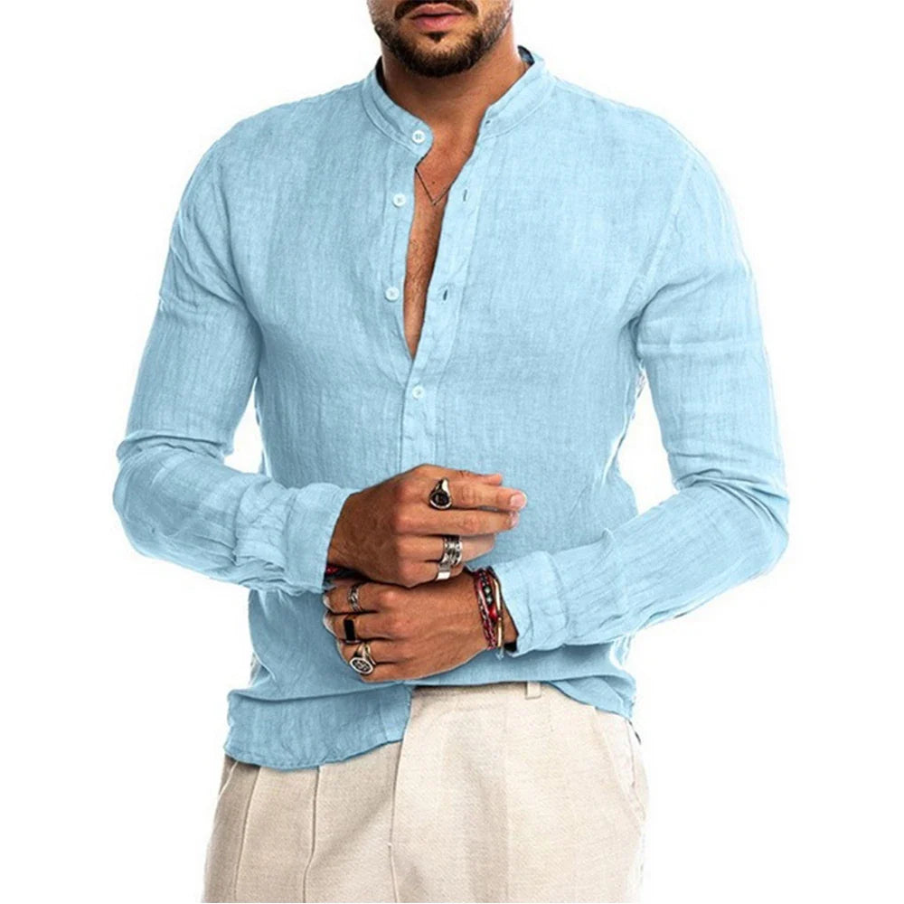 Camisa de algodão e linho