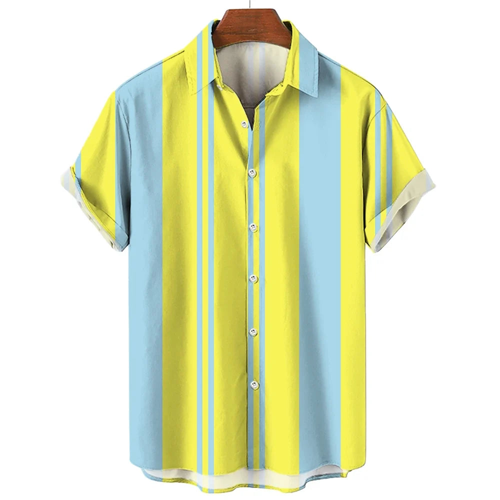 Camisa de verão às riscas de manga curta
