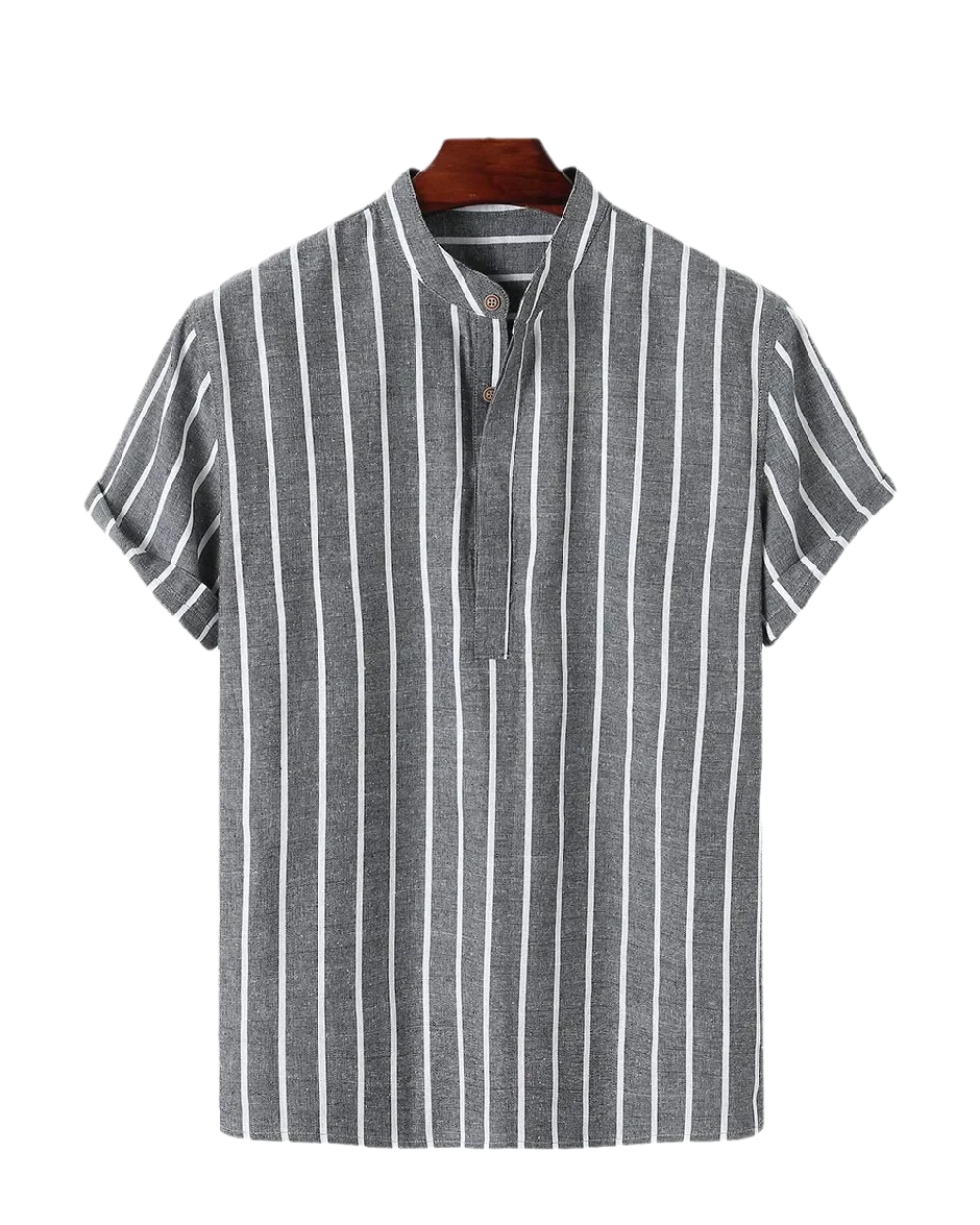 Camisa elegante de manga curta às riscas