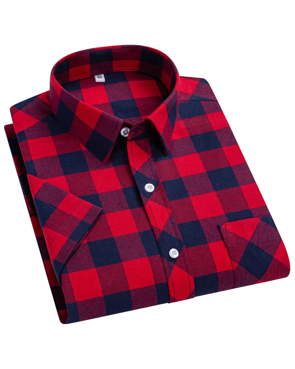 Camisa de algodão de manga curta xadrez