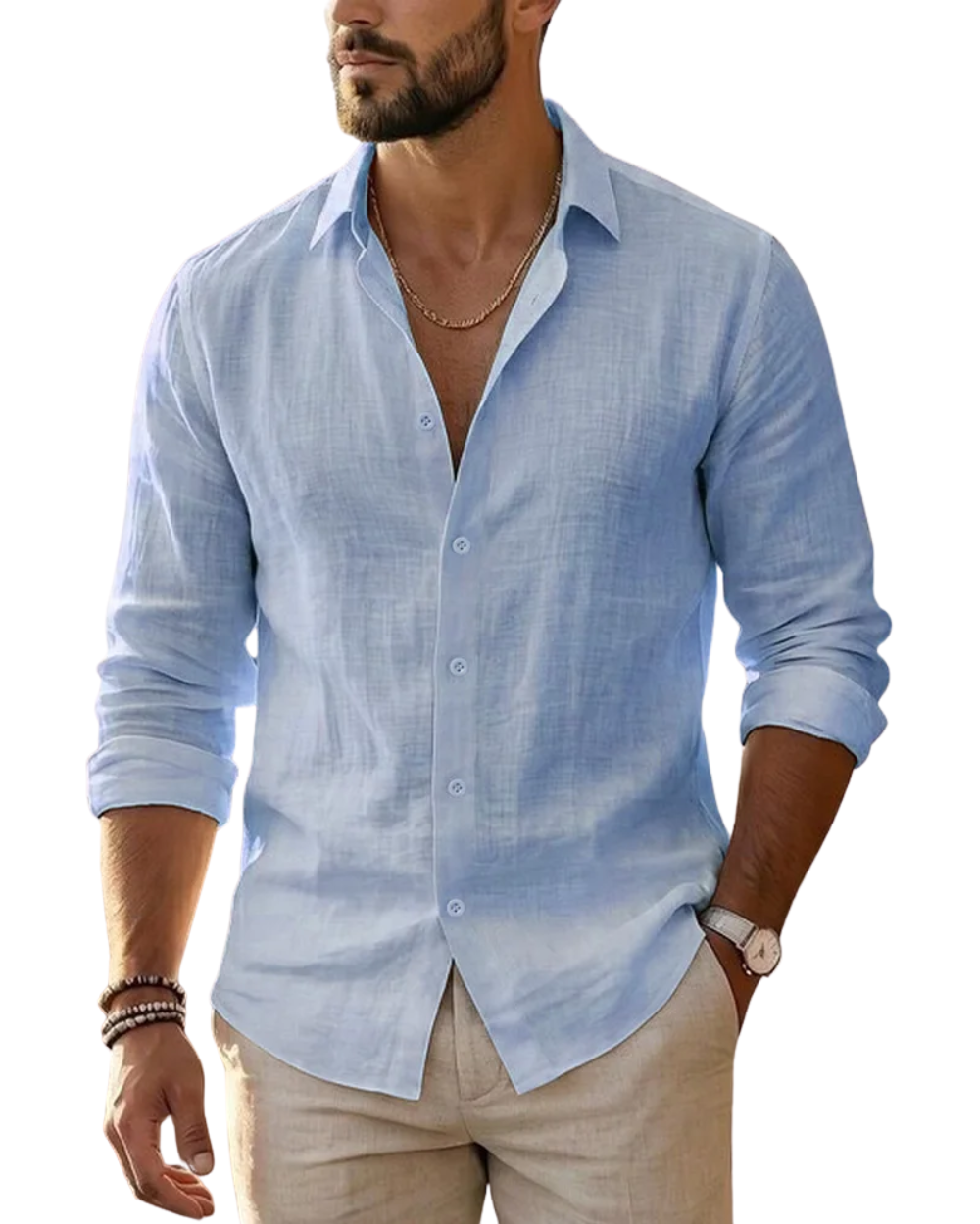 Camisa elegante de algodão e linho