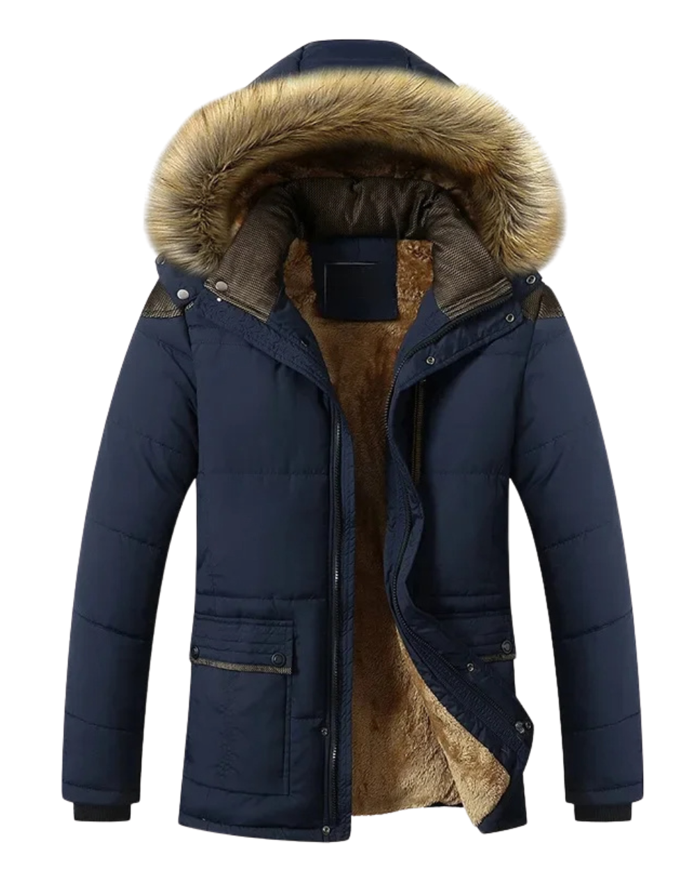 Casaco de inverno elegante em velo acolchoado