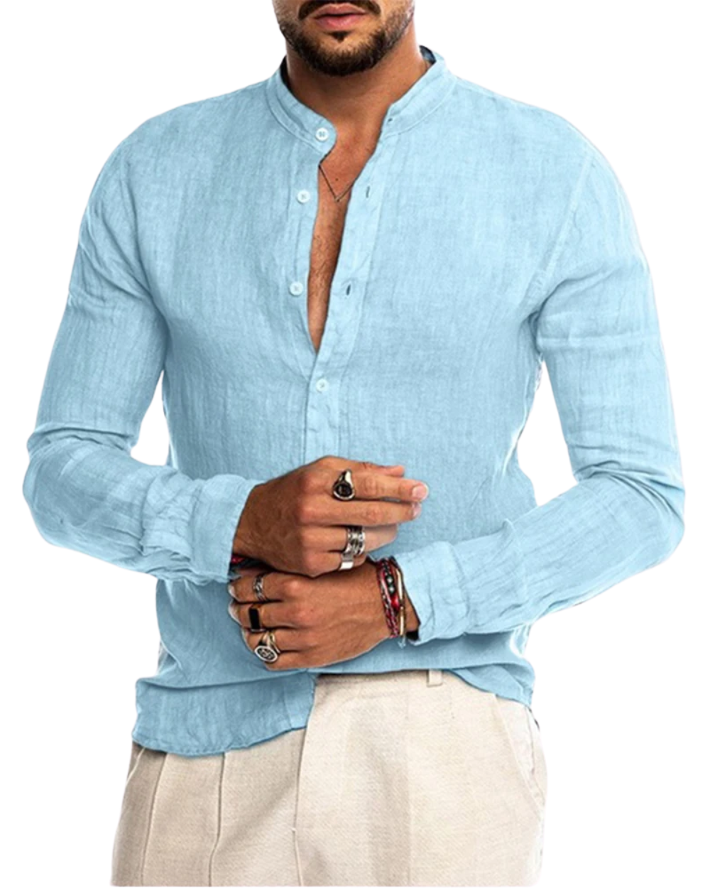 Camisa de algodão e linho