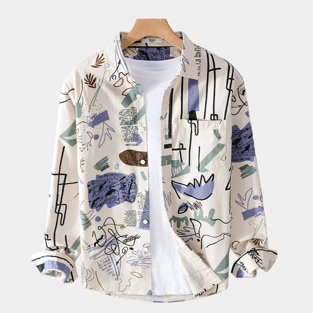 Camisa casual de manga comprida para homem
