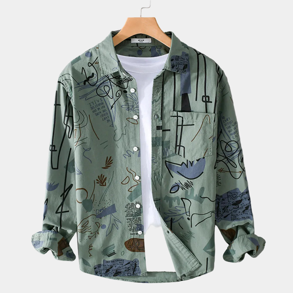 Camisa casual de manga comprida para homem