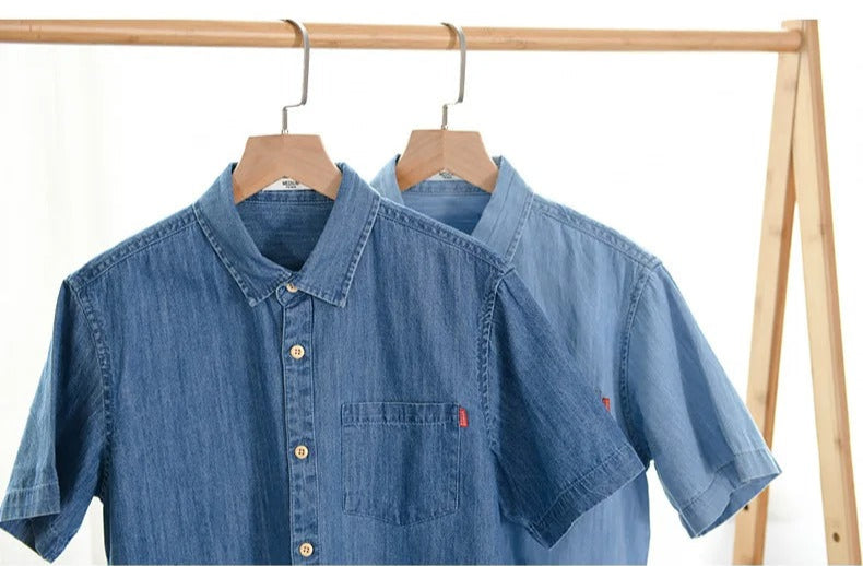 Camisa de ganga de manga curta